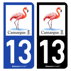 Autocollant plaque immatriculation 13 Camargue - Flamant Rose