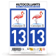 Autocollant plaque immatriculation 13 Camargue - Flamant Rose