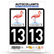 Autocollant plaque immatriculation 13 Camargue - Flamant Rose