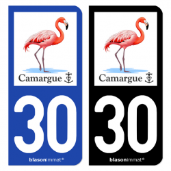 Autocollant plaque immatriculation 30 Camargue - Flamant Rose