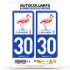 Autocollant plaque immatriculation 30 Camargue - Flamant Rose