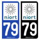 Autocollant plaque immatriculation 79 Niort - Ville