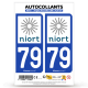 Autocollant plaque immatriculation 79 Niort - Ville