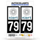 Autocollant plaque immatriculation 79 Niort - Ville