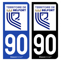 Autocollant plaque immatriculation 90 Territoire de Belfort - Département