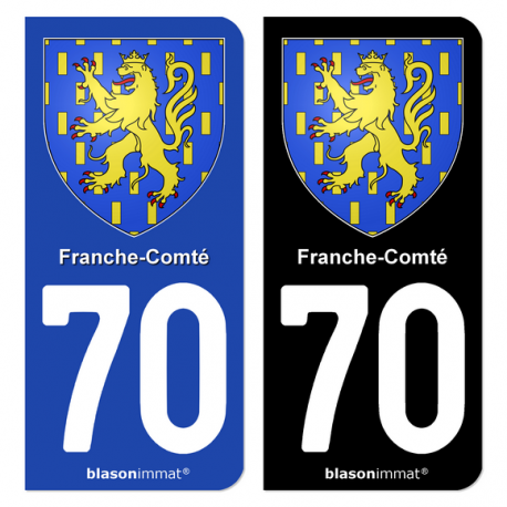 Autocollant plaque d'immatriculation 70 Franche-Comté - Armoiries