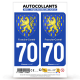 Autocollant plaque d'immatriculation 70 Franche-Comté - Armoiries