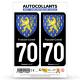 Autocollant plaque d'immatriculation 70 Franche-Comté - Armoiries