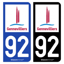 Autocollants plaque immatriculation 92 Gennevilliers - Ville