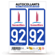 Autocollants plaque immatriculation 92 Gennevilliers - Ville