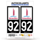 Autocollants plaque immatriculation 92 Gennevilliers - Ville