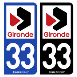 Autocollant plaque immatriculation 33 Gironde - Département