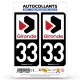 Autocollant plaque immatriculation 33 Gironde - Département