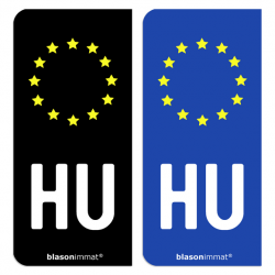 Autocollant plaque immatriculation HU Hongrie - Identifiant Européen
