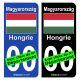 Autocollant plaque immatriculation Hongrie - Drapeau