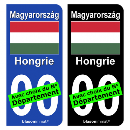 Autocollant plaque immatriculation Hongrie - Drapeau