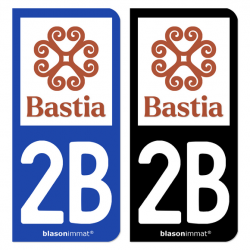 Autocollant plaque d'immatriculation 2B Bastia - Ville