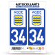 Autocollant plaque immatriculation 34 Agde - Commune