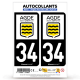 Autocollant plaque immatriculation 34 Agde - Commune