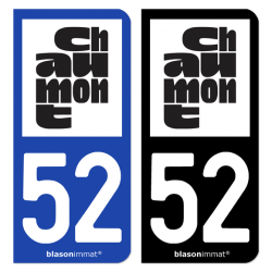 Autocollant plaque immatriculation 52 Chaumont - Ville