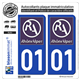 Jeu de 2 Stickers pour plaques d'immatriculation auto - Modèle : 01 Rhône-Alpes - LogoType II