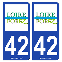 Jeu de 2 Stickers pour plaques d'immatriculation auto - Modèle : 42 Montbrison - Agglo