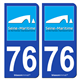 2 Autocollants de plaque d'immatriculation auto 76 Seine-Maritime - Tourisme