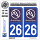 Jeu de 2 Stickers pour plaques d'immatriculation auto - Modèle : 26 Rhône-Alpes - LogoType II