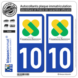 Jeu de 2 Stickers pour plaques d'immatriculation auto - Modèle : 10 Champagne-Ardenne - LogoType