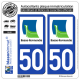 Jeu de 2 Stickers pour plaques d'immatriculation auto - Modèle : 50 Basse-Normandie - LogoType