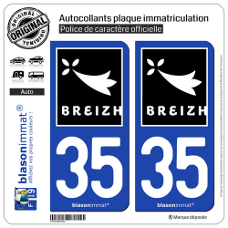 2 Stickers de plaque d'immatriculation auto 35 Breizh - Rannvro