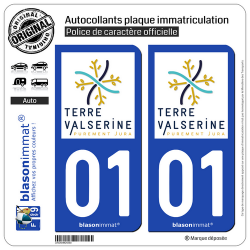 2 Autocollants imatriculation Auto 01 Bellegarde-sur-Valserine - Tourisme