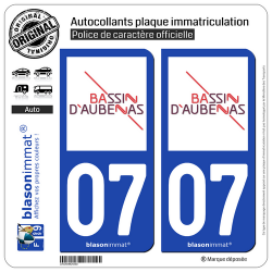 2 Autocollants plaque immatriculation auto 07200 Aubenas - Agglo