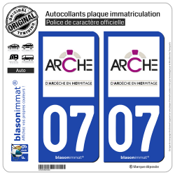 2 Autocollants plaque immatriculation auto 07300 Tournon-sur-Rhône - Agglo