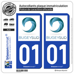 2 Autocollants plaque immatriculation Auto 01 Belley - Agglo