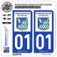 2 Autocollants plaque immatriculation Auto 01 Cormaranche-en-Bugey - Commune