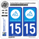 2 Autocollants plaque immatriculation Auto 15 Auvergne-Rhône-Alpes - Région