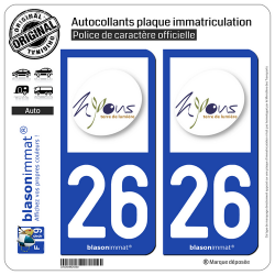 2 Autocollants plaque immatriculation Auto 26 Nyons - Ville