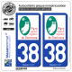 2 Autocollants plaque immatriculation Auto 38 Chartreuse - Parc Naturel Régional