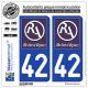 2 Autocollants plaque immatriculation Auto 42 Rhône-Alpes - LogoType II