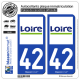 2 Autocollants plaque immatriculation Auto 42 Loire - Département