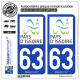 2 Autocollants plaque immatriculation Auto 63 Issoire - Agglo