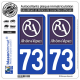 2 Autocollants plaque immatriculation Auto 73 Rhône-Alpes - LogoType II