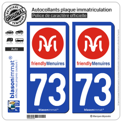 2 Autocollants plaque immatriculation Auto 73 Les Menuires - Station