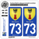 2 Autocollants plaque immatriculation Auto 73 Maurienne - Armoiries