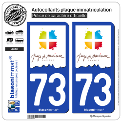 2 Autocollants plaque immatriculation Auto 73 Maurienne - Pays
