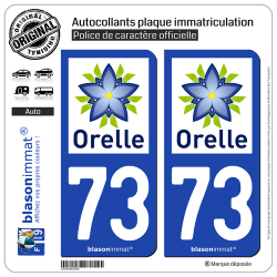 2 Autocollants plaque immatriculation Auto 73 Orelle - Tourisme