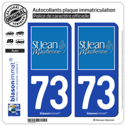 2 Autocollants plaque immatriculation Auto 73 Saint-Jean-de-Maurienne - Ville