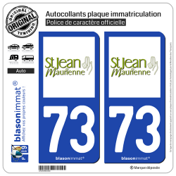 2 Autocollants plaque immatriculation Auto 73 Saint-Jean-de-Maurienne - Tourisme
