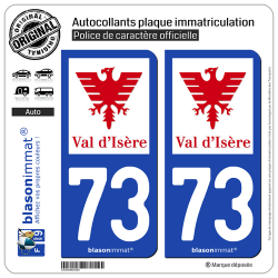 2 Autocollants plaque immatriculation Auto 73 Val-d'Isère - Station